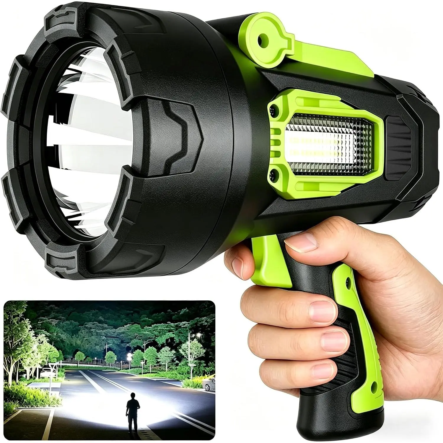 Rechargeable Spotlight, 2000,000 Lumens Super Bright Led Spotlights Flashlight with Cob Light, 10000ɱAh Spot Lights, Handheld Spotlight for Hunting Boating Outdoor, Long Runtime
