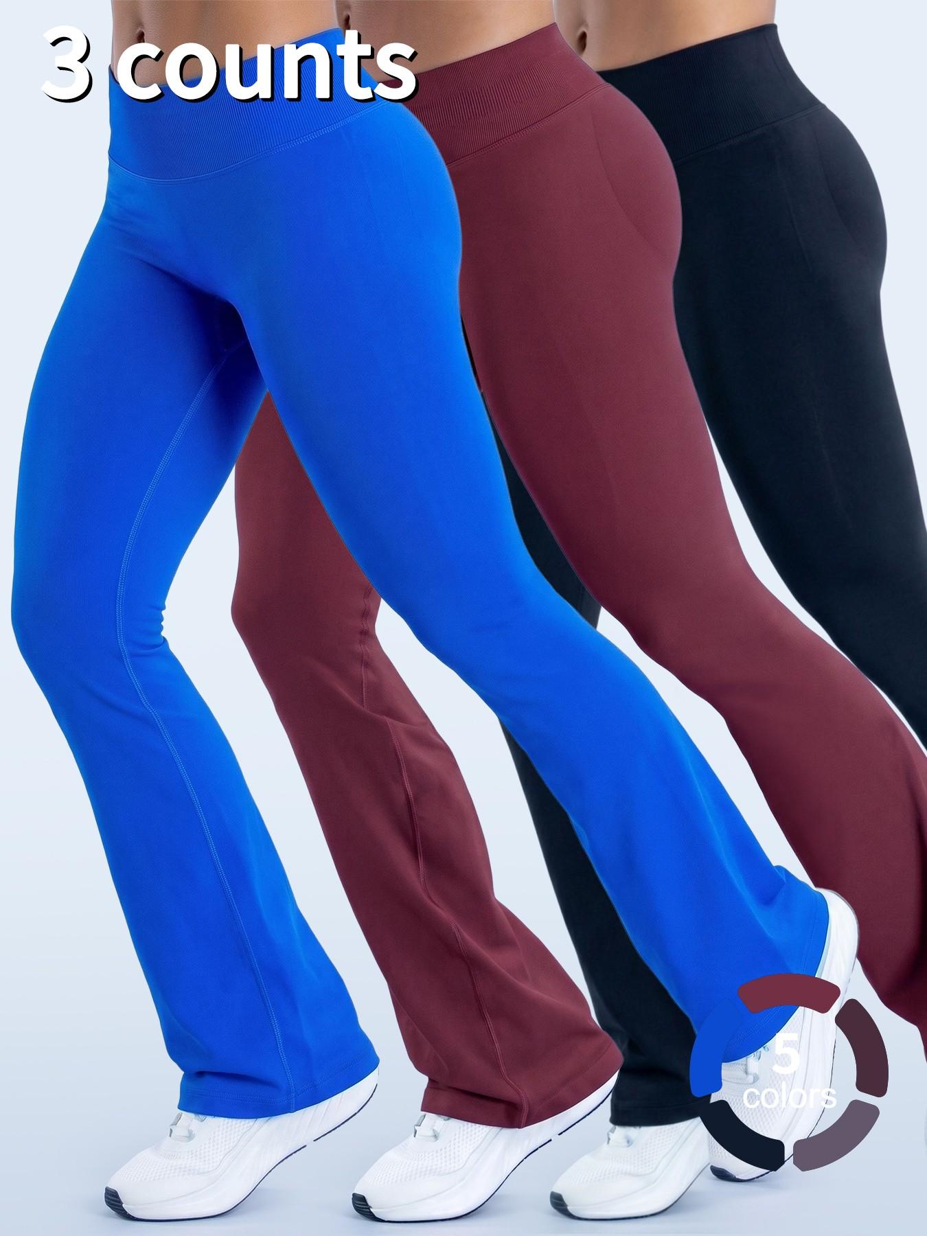 1/2/3PCS Flared Gym Fitness Leggings For Women Hidden Scrunch Butt Lift Workout Legging Flare Bootcut Yoga Pants, An Ideal Choice For Halloween, Christmas, And Thanksgiving A Gift For Girls