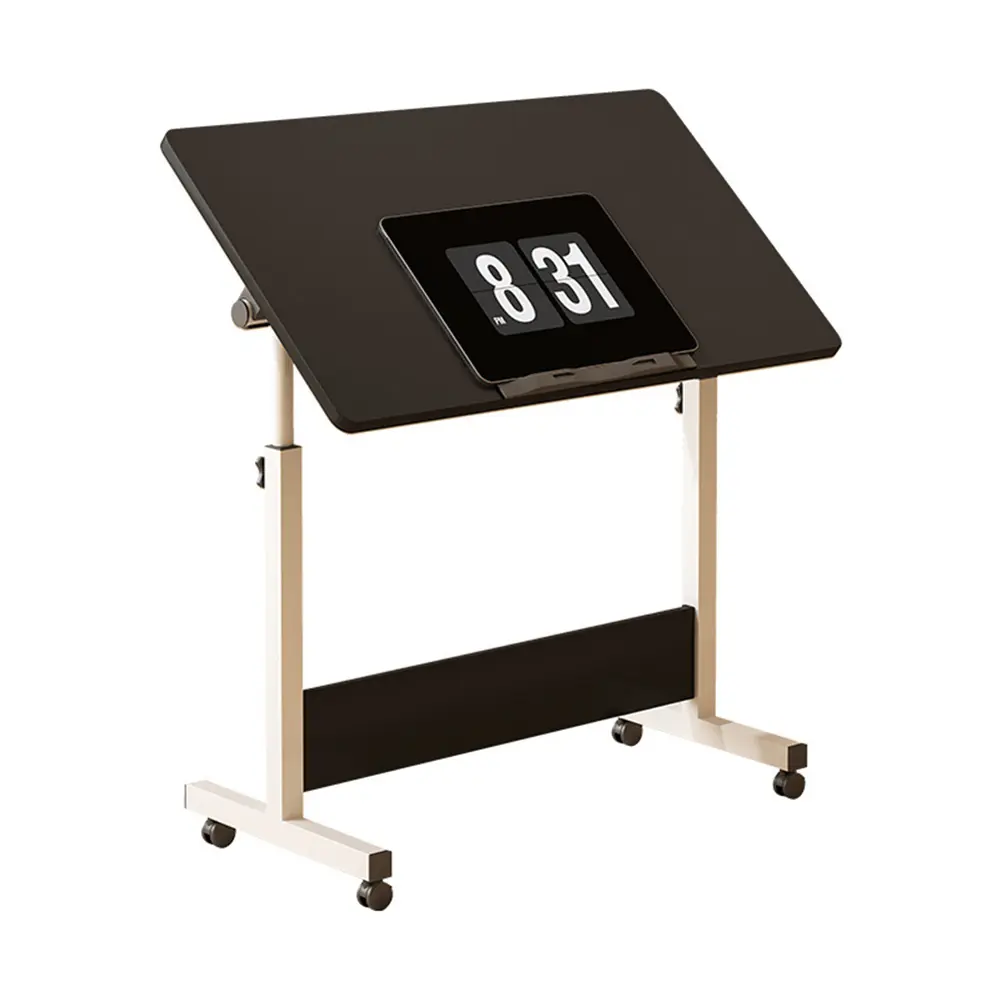 Mobile Folding Desk 31" x 16", Portable Standing Desk with Height Adjustable From 26"-34", Foldable Stand Desk Rolling Computer Workstations with Lockable Wheels for Home Office Craft & Study