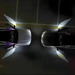 2 Pcs White Angel Wings Wireless LED Car Door Projector Lights, Universal Welcome Puddle Lights, Waterproof Exterior Auto Decor Lamp for All Vehicles, Led Car Ambient Light