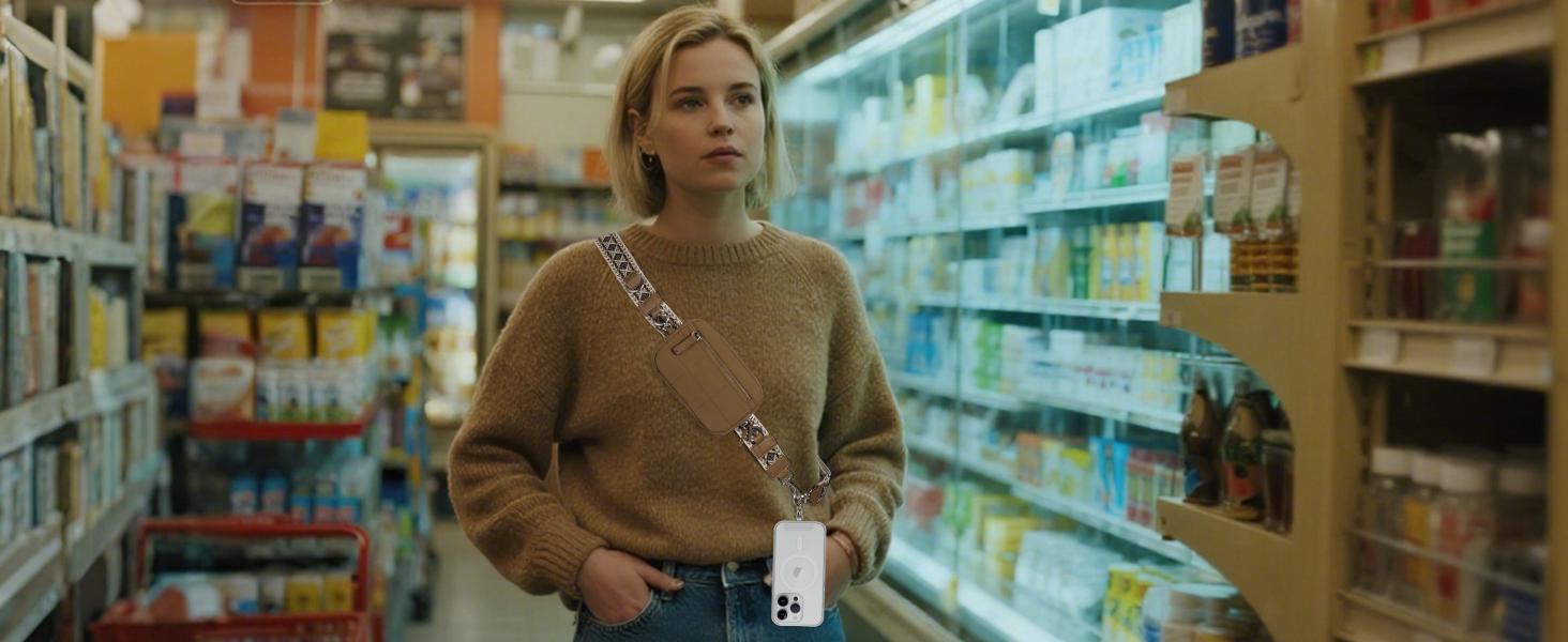 Clip and Go Strap Bag stylish printed Phone Lanyard Crossbody Adjustable and Detachable RFID Wristlet Wallet Zipper Pouch Wallet