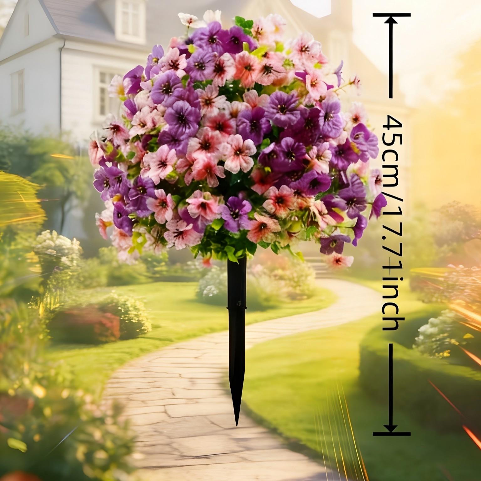 1/2 Pack Artificial Violet Tree with Ground Stake, UV Resistant Plastic Fake Flower Bush, Vibrant Faux Flowers, Decorative Faux Flowers, Artificial Flower Decorations, Colorful Flowers for Indoor Outdoor Easter Garden Wedding Decor, Artificial Plants