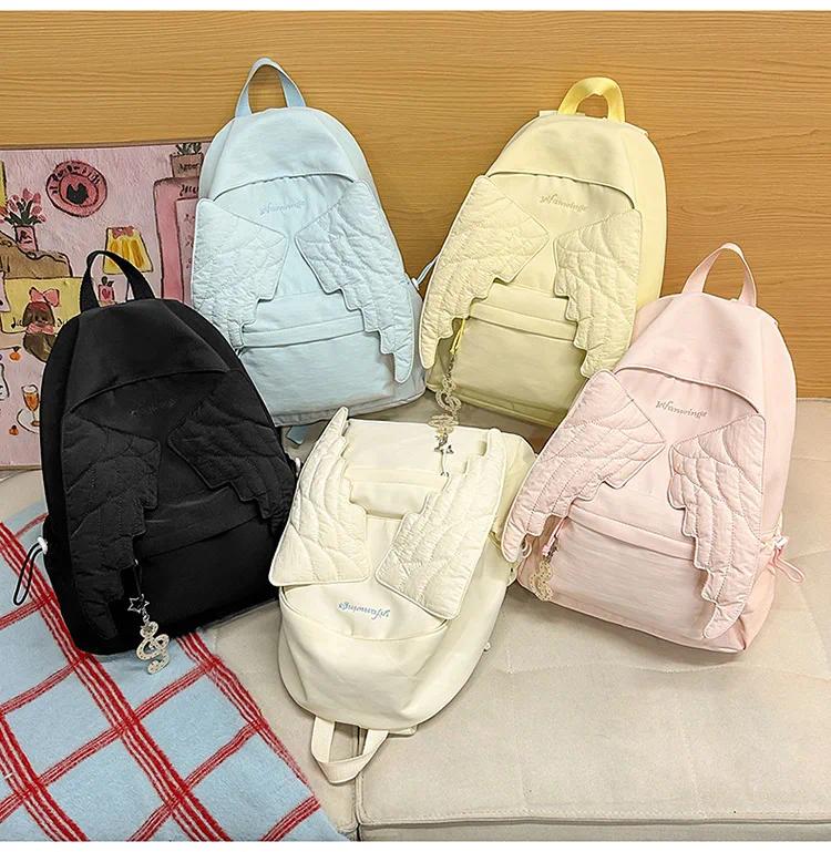 Angel's Wings Backpack for Girls Fashion School Bag for College Students Women Large Capacity Book Bag Lady mochila femininas