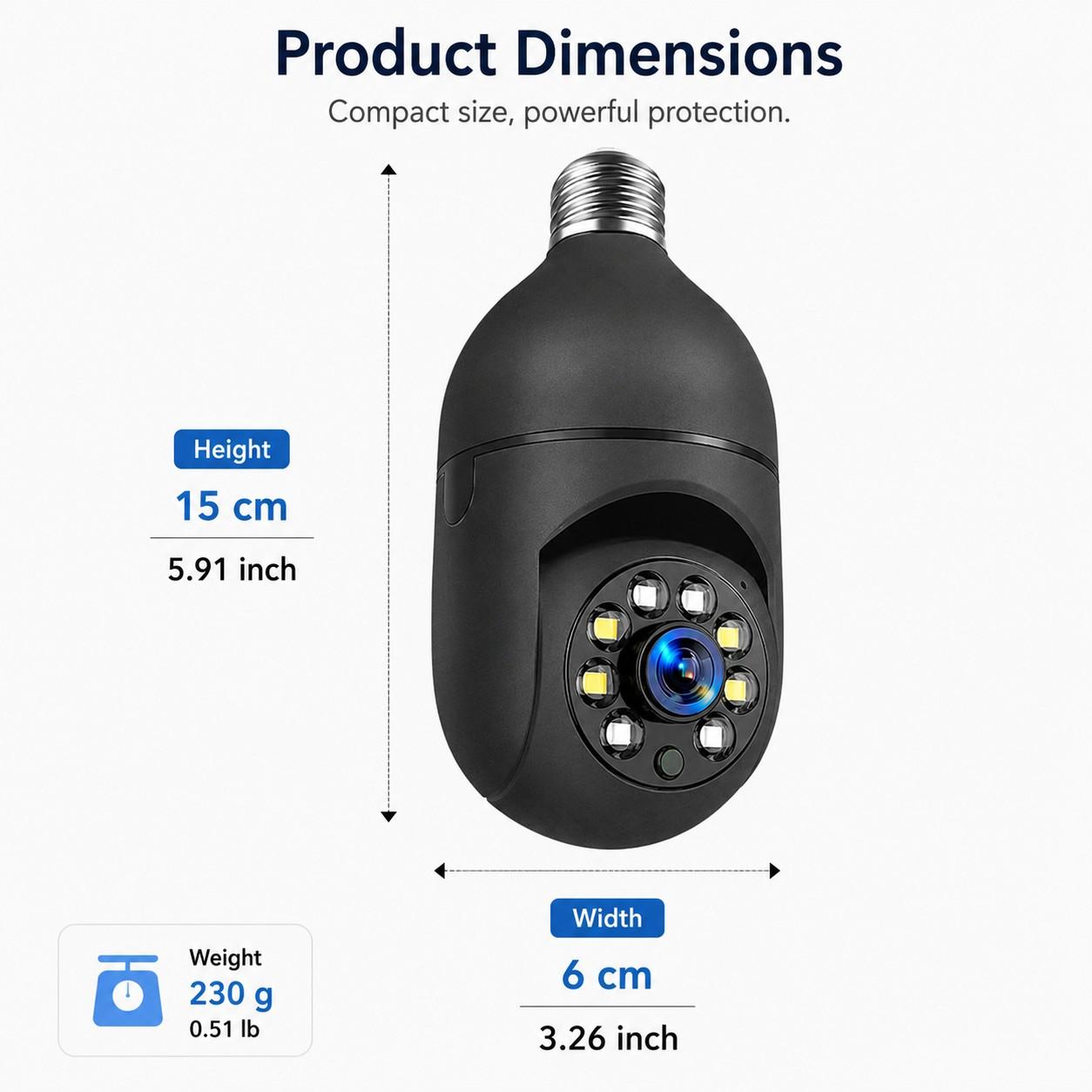 2.4GHz WiFi Security Camera, 2k Wireless Outdoor Motion Detection, Two-Way Audio, Color Night Vision, Human Body Detection, Bulb Camera