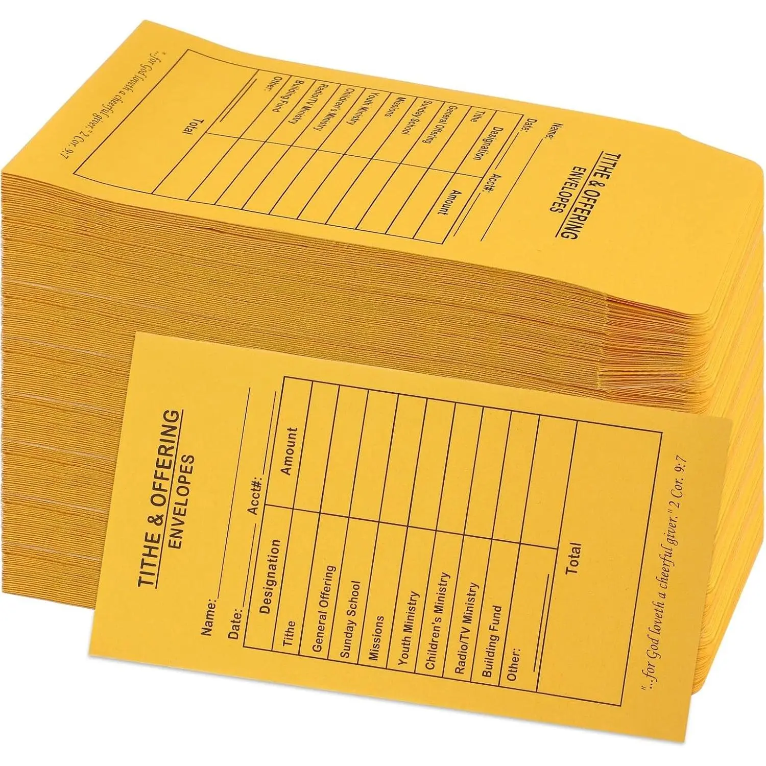 200 Pcs Church Offering Tithe Donation Envelopes 6.5 x 3.5 Inch Golden Paper Tithes and Offering Envelopes for Church Tithing Checks and Cash(Gift)