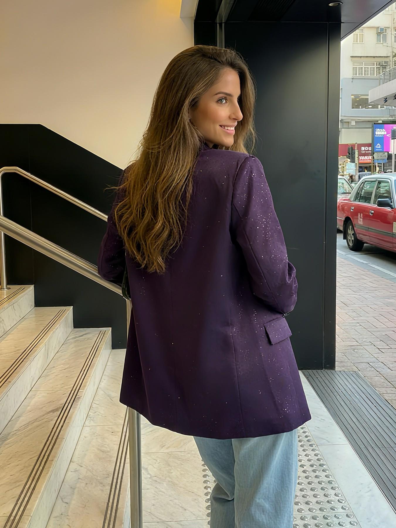 Women's Oversize Lapel Commuter Casual Jacket, Embossed Elegant Loose Fit Design, Spring New Collection, Perfect for Daily Wear