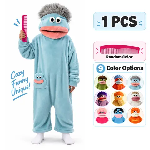 Unisex Monster Wearable Blanket Onesie Pajamas, 10 Colors Soft Flannel Loungewear, Cozy Full-Body Costume for Adults & Teens