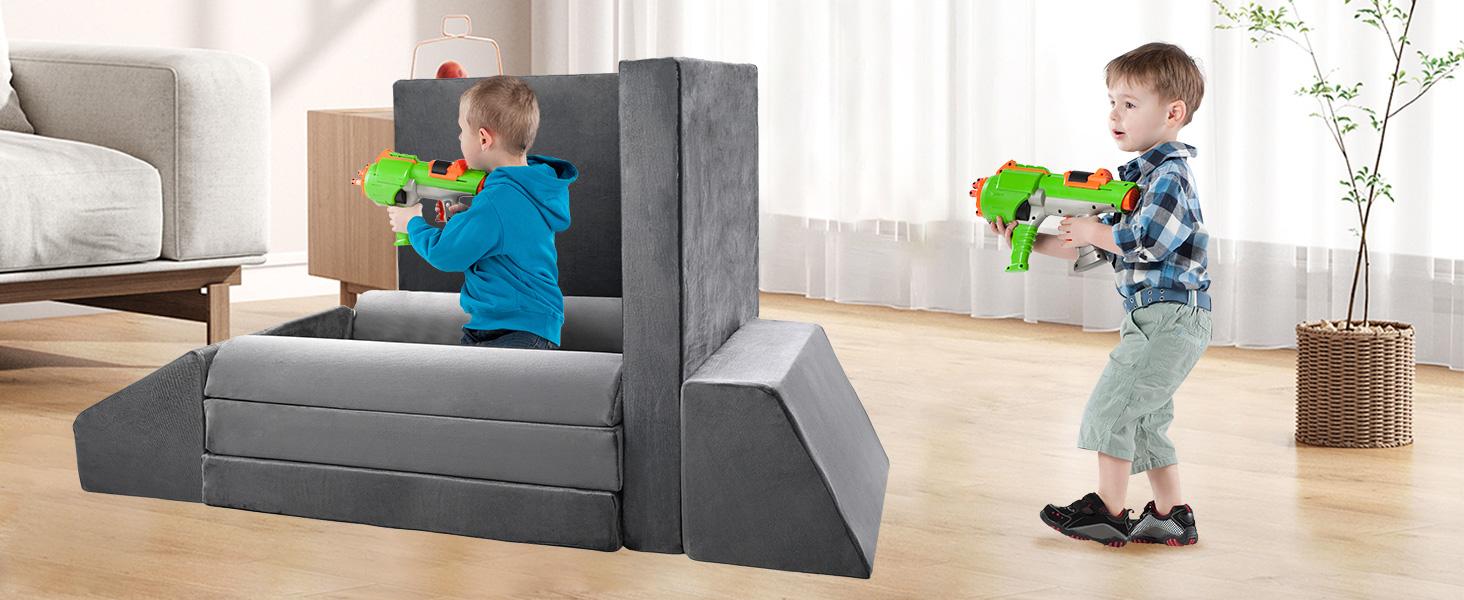 Lilypelle Kids Couch Play Set, 8/10/11PCS Modular Kids Sofa Couch Fold Out Couch Playhouse Play Set for Toddlers, Creative Couch Kids Foam Play Couch Indoor