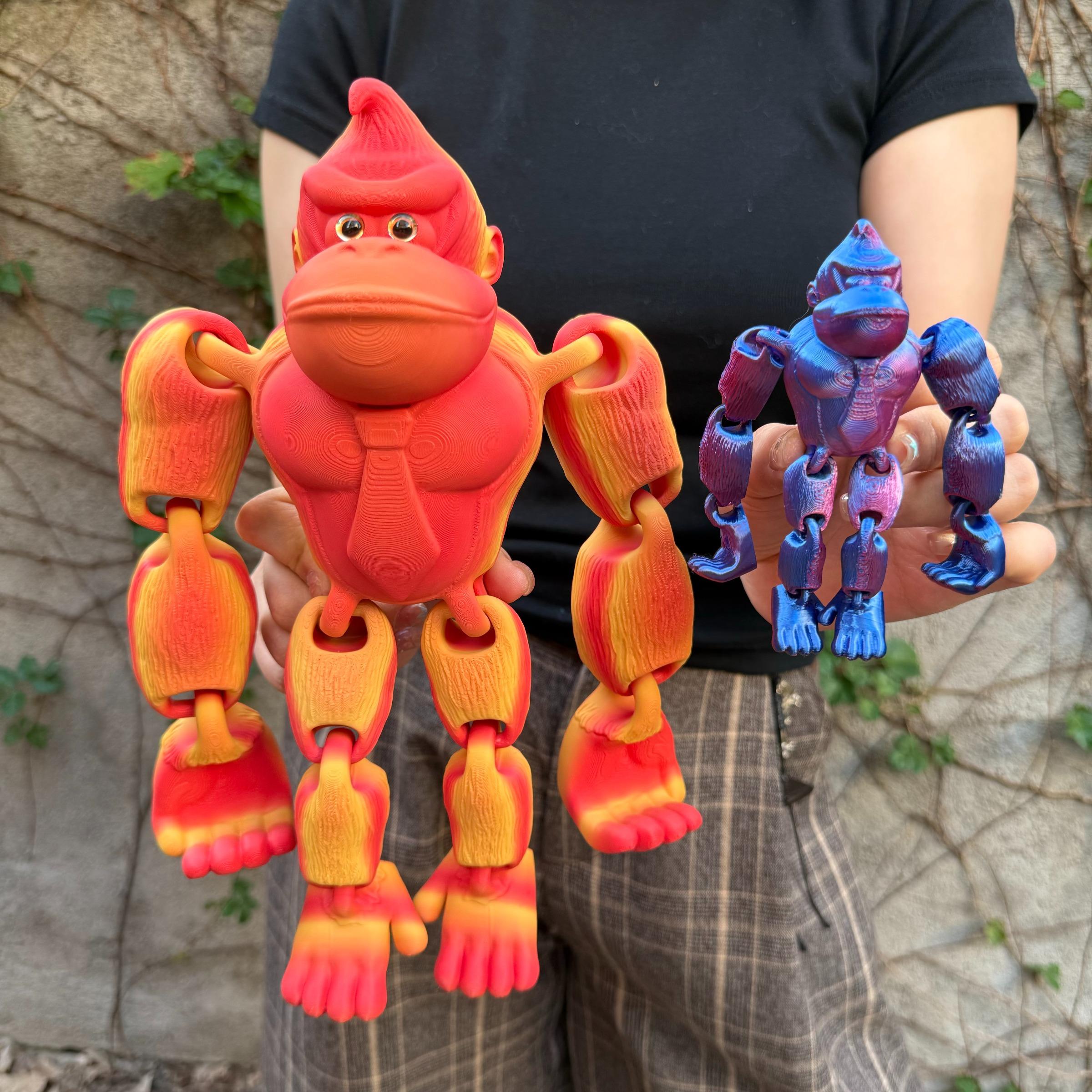 3D Printed Long Arm Gorilla Figurine, Home Decor, Realistic Eyes, Moveable Joints, Articulating Animal Figurines, Christmas Gift, Birthday Present, Animal Statue