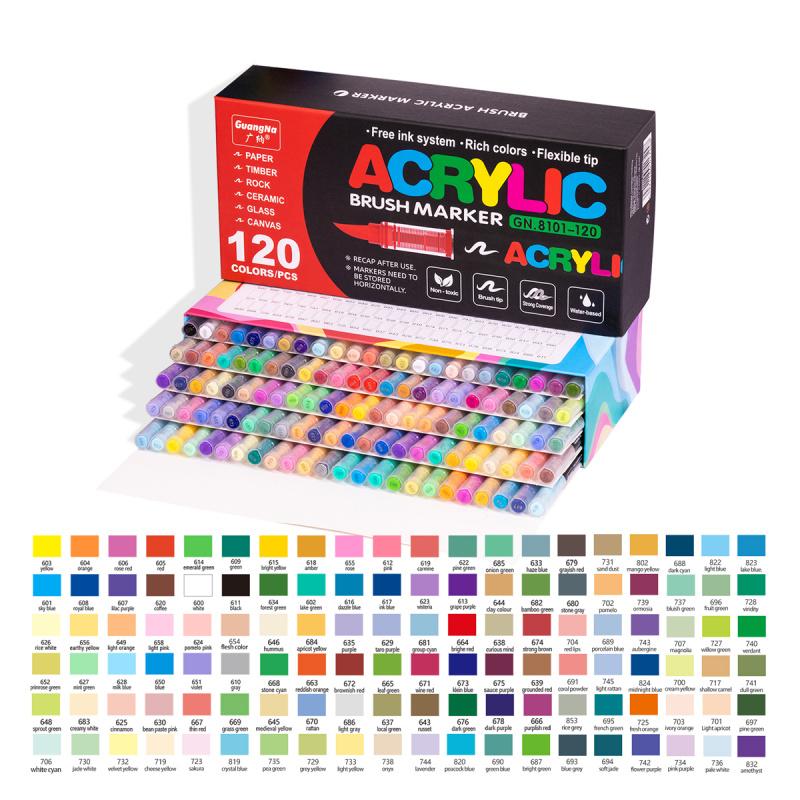 Acrylic Paint Markers Set,Soft Brush Tip,Direct-Liquid Ink System, Paint Markers for Rock Painting, Fabric, Wood, Canvas, Plastic, Permanent,Washable,Quick-Drying,Waterproof