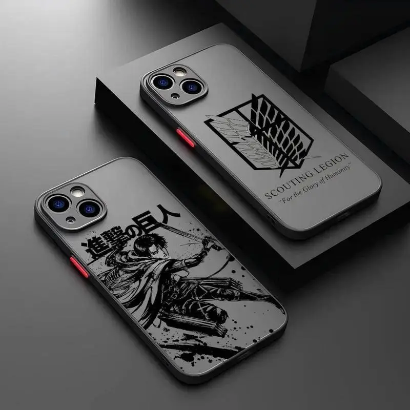 Hot Anime Attack on Titan shockproof matte Phone Case  for iPhone 17, 16, 15, 14, 13, 12, 11 Pro Air Plus ProMax and Samsung S26-S21 Ultra Plus Samsung A54-A12 shock-absorbing phone cases,first choice fashionable gift.