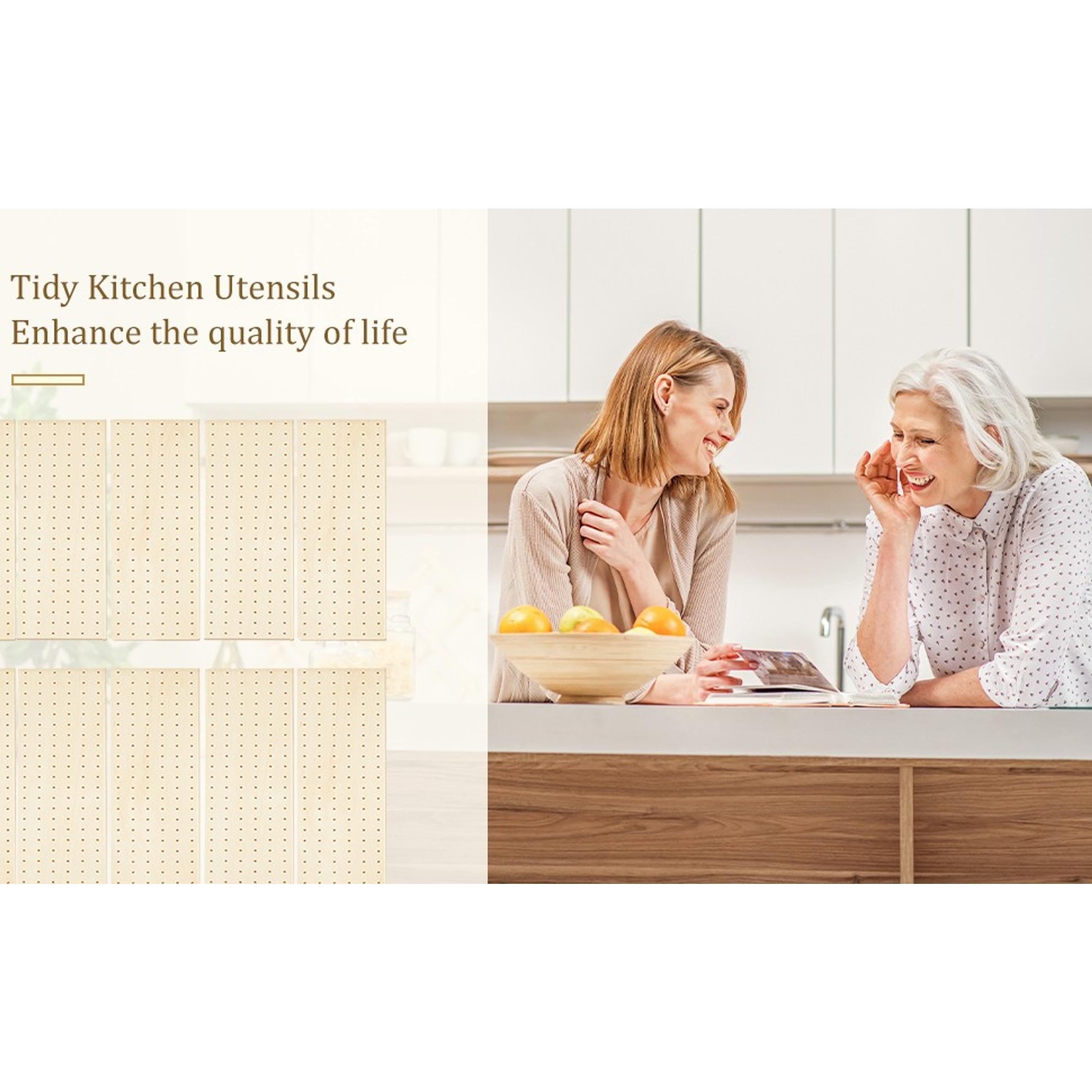 3 Pcs Wood Pegboard Drawer Organizer with 32 Pegs Wooden Peg Board Drawer Shelf Organizer Adjustable Peg System for Dishes Plate Pot Container Cookware Utensil Kitchen(17 x 5.91 in)