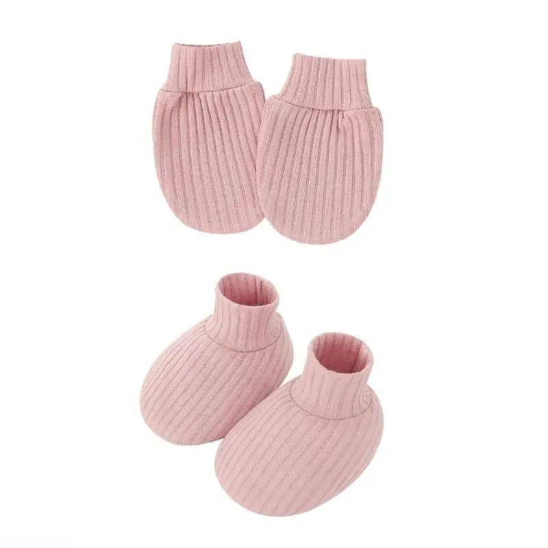 Soft Ribbed‑Knit Mitten & Foot Sock Set, Stretch Cotton Warm Hand & Foot Protective Covers, Skin‑Friendly Breathable Sleep & Home Daily Wear