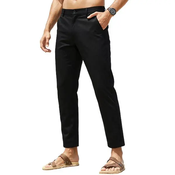 Men's slim-fit cropped trousers, made from a cotton and spandex blend, available in a variety of colors (sizes: 28-38).