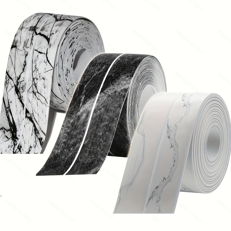 1/3 roll, 5 meters, self-adhesive waterproof sealing tape - marble pattern, PVC material, sandproof and durable, Waterproof Leak Proof, suitable for bathtubs, sinks, and toilets, Flexi Seal, Seal Protector, Long Lasting Adhesive, Leak Proof Design
