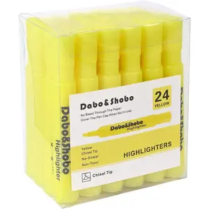 Yellow Highlighter 24 Pack Bright Color Chisel Tip Tank Style Highlighters for Adults Kids Ideal for Highlighting at Home School Office