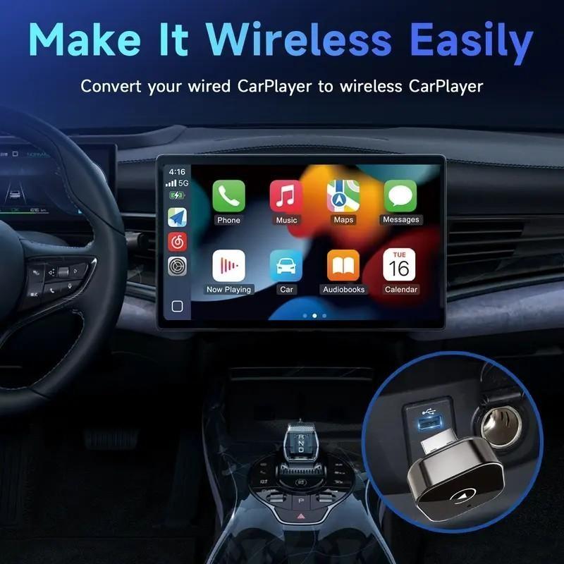 2025 Wireless CarPlay Adapter for iPhone/Android - Fast Connection, No Delay, Hands-Free Calling Wireless Adapter Mini USB Car Design, Apple CarPlay Plug-and-Play, Easy to Use