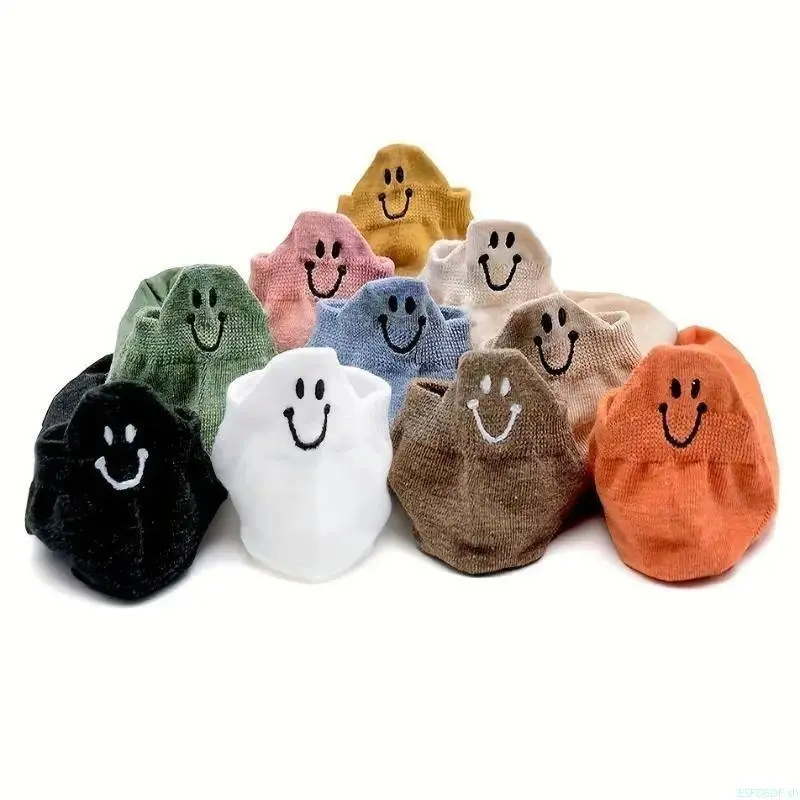 Women's 10-Pack Smile Face Ankle Socks - Soft Low-Cut Design, All-Season Outdoor Wear Socks