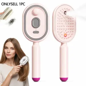 1 PC 2026 New Electric Steam Brush for Hair, Upgrade Rechargeable 3 in 1 Self Cleaning Hair Brush with Water Spray, Electric Spray Air Cushion Massage Comb for Long Short Hairs Frizz Control No Essential Oil Included [Non straight hair】