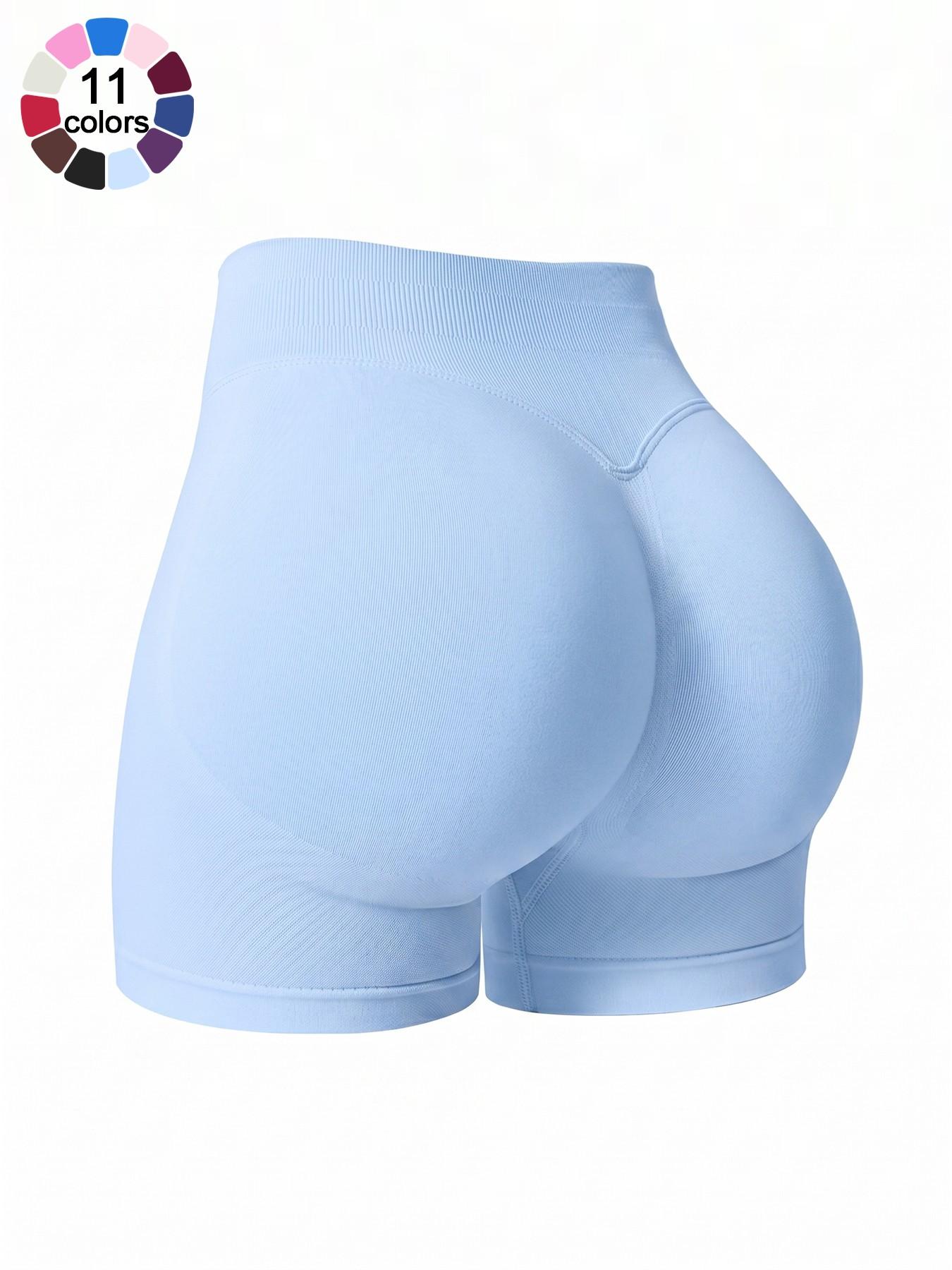 Women's Solid Color Sports Shorts 4 Way Stretch No Show Breathable Soft Comfortable High Waist Butt Lifting Shaping Active Bottoms Shorts Gym Training Seamless Peach Butt Shorts Outdoor Running Cycling Indoor Pilates Daily Versatile Yoga Shorts