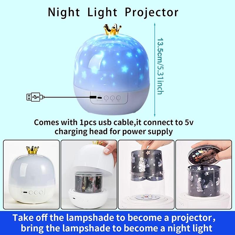 1 PC 21 Sets of Films Ocean Night Light Projector, Kids Projector for Bedroom, USB Powered Ocean Lamp, Stars Projector for Ceiling, 360 Degree Rotation Jellyfish Kids Night Light for Decorating Birthdays, Christmas Gifts, Starry Sky Projector