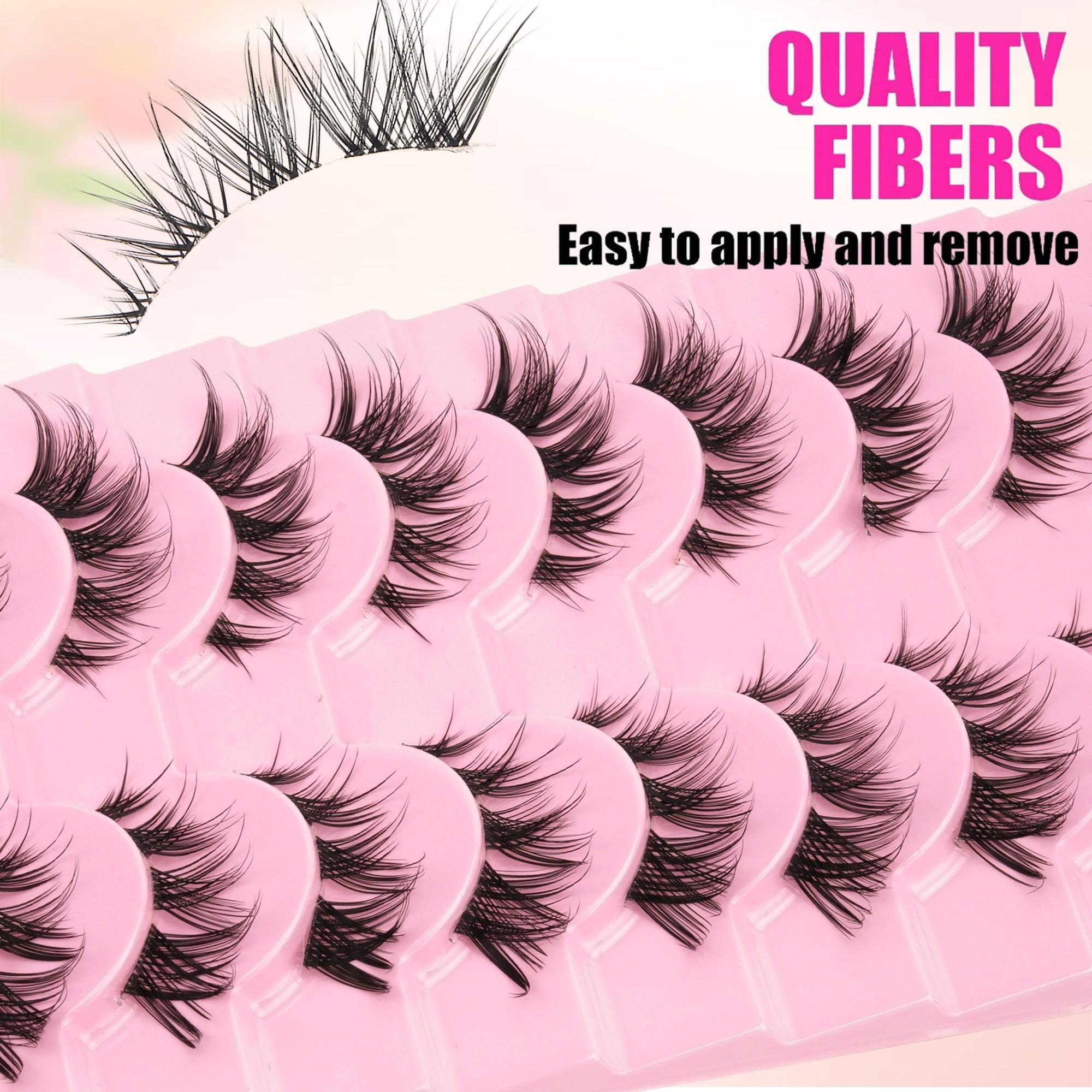 10 Pairs Korean False Lashes, Long Gradient, Natural Upturn, Lightweight Soft, Clear Fiber, Sweet Makeup, Daily Outing, Date Photo, Travel Party