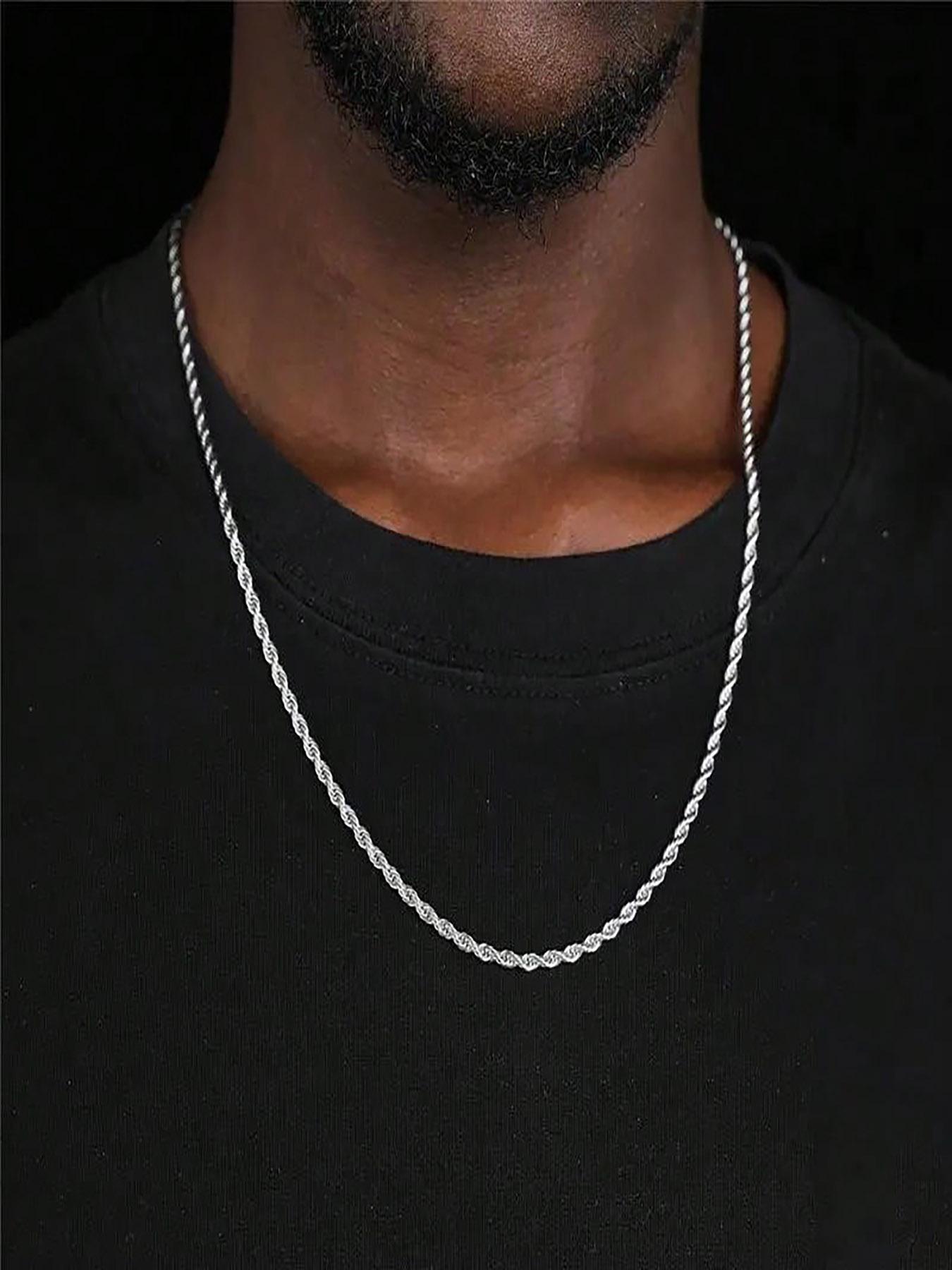 Unisex Stainless Steel Twisted Chain Necklace, Party & Daily Wear Jewelry, Durable Metal Accessory for Men Women