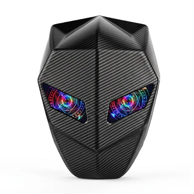 Cool Cyberpunk LED Knight Backpack for Adults - PVC Graphic, High-Capacity, Carbon Fiber Black Hard Shell, Expandable 15.6" Laptop Pack, USB Port, Smart Programmable Screen, DIY Pixel Art Dynamic Cyber Glow Effects, All-Season Biking Bag (No Power Bank)