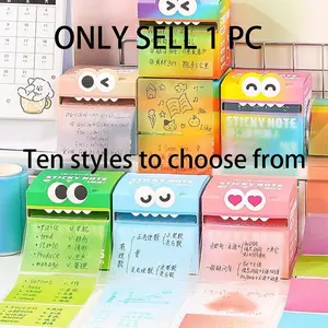 Random Color Cute Monster Pattern Sticky Note, 105pcs/box Creative Multi-purpose Sticky Note, Sticky Memo Pad for Home School Office