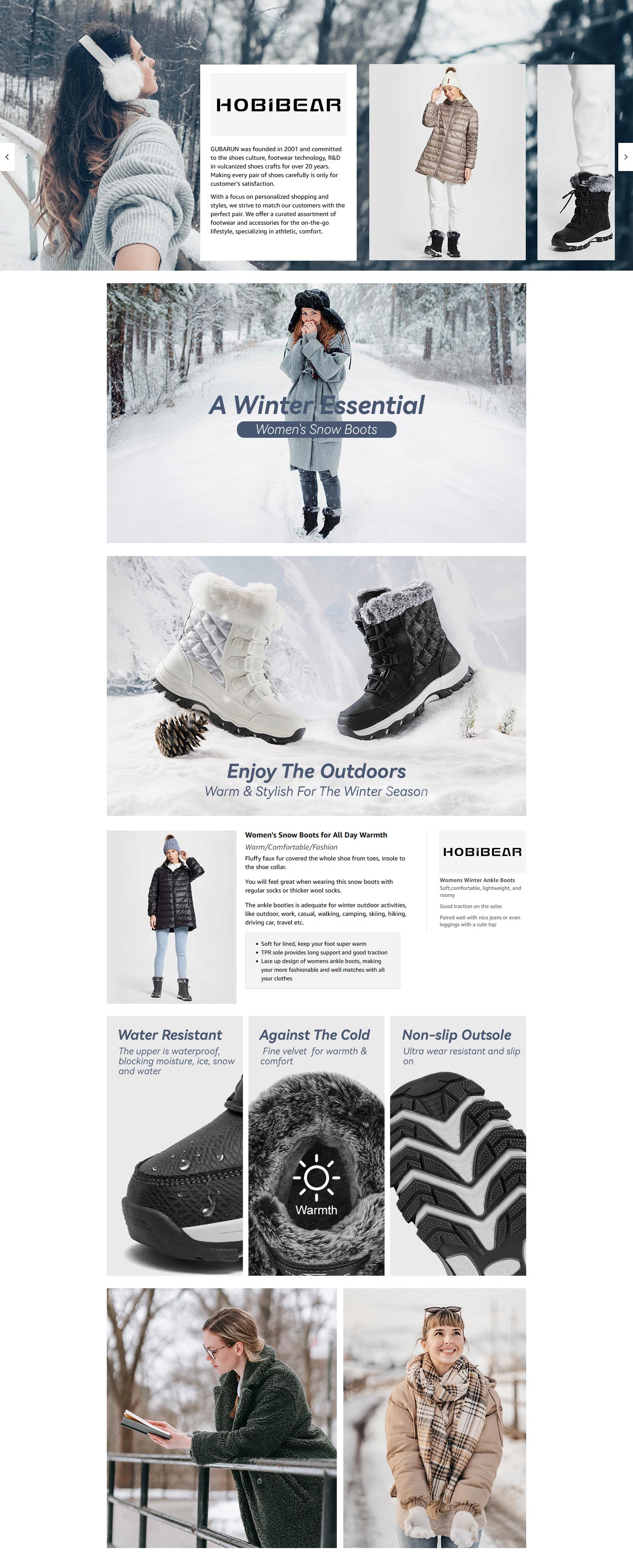 HOBIBEAR Women's Snow Boots Anti-Slip Waterproof Outdoor Shoes Winter Snow Boots Warm Fur Lined Comfortable Shoes for Women HOBIBEAR Women's Snow Boots Anti-Slip Waterproof Outdoor Shoes Winter Snow Boots Warm Fur Lined Comfortable Shoes for Women