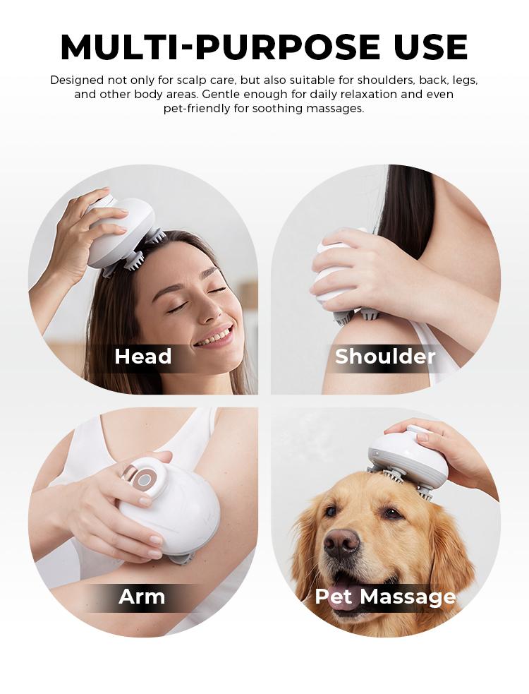 1PC Electric Scalp Massager, Cordless Waterproof Head Massager with Kneading Nodes, Handheld Hair Shampoo Brush for Deep Cleaning & Relaxation, Rechargeable Scalp Massagers, Gift for Men Women