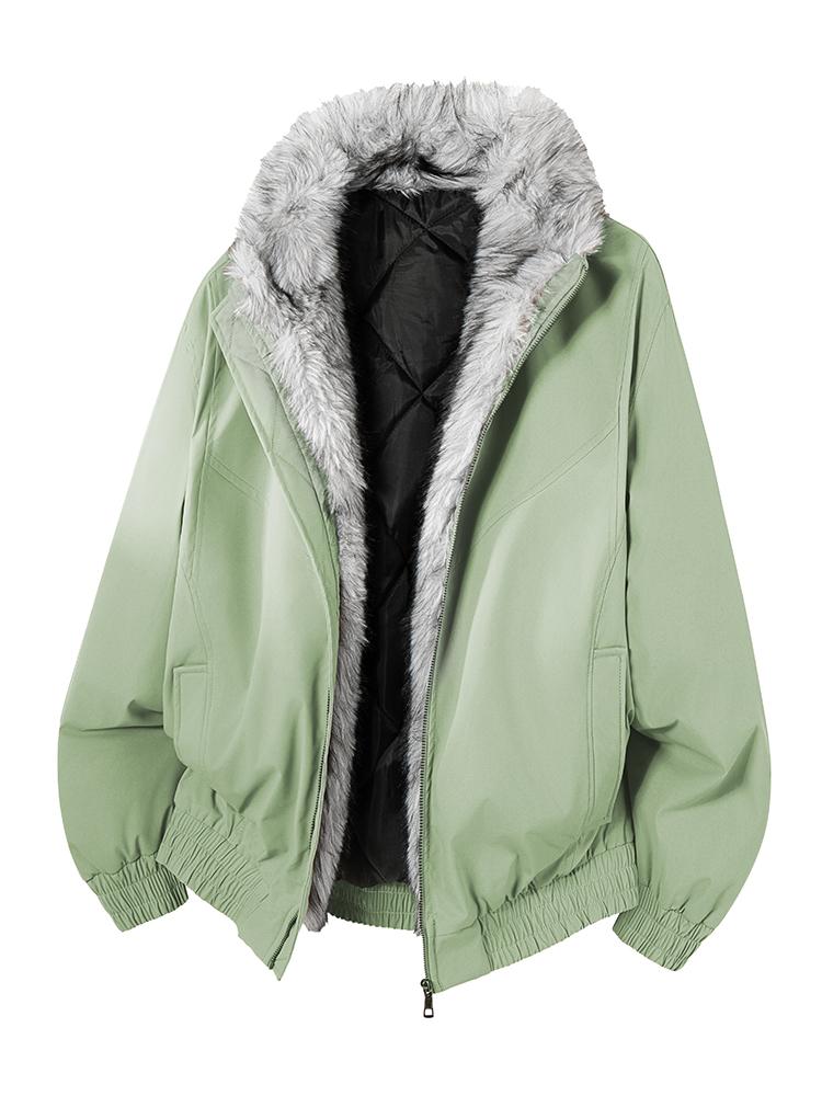 2026 New Men Fleece Lined Jacket, Thick Quilted Liner Warm Bomber Coat with Fluffy Faux Fur Collar, Elastic Cuff Windproof Zip Up Outerwear, Fashion Casual Male Winter Streetwear Jacket for Daily Commute Outdoor Activities Daily Wear Daily Travel