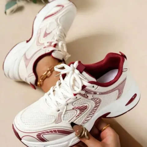 Women's Silver Color Mesh Breathable Aggressive Shoes, Thick Sole Height Increase Retro Sports Shoes, Spring Summer Daily Commute Casual Shoes