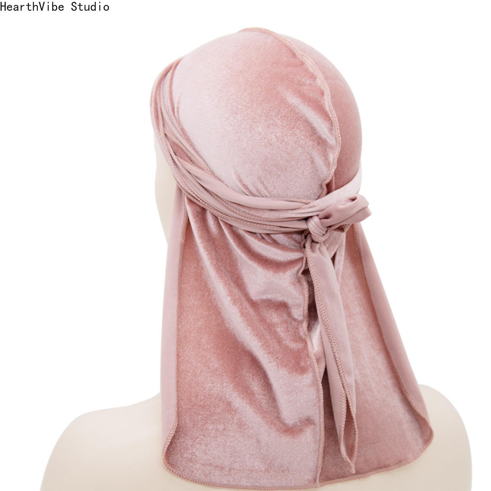Premium Velvet Durag with Silk Satin Lining, Oversized 360 Wave Cap, 40-in Extra Long Tails, Adjustable Headwear, Hip Hop Wave Locking Unisex Streetwear Accessory for Men, Compression Headwear