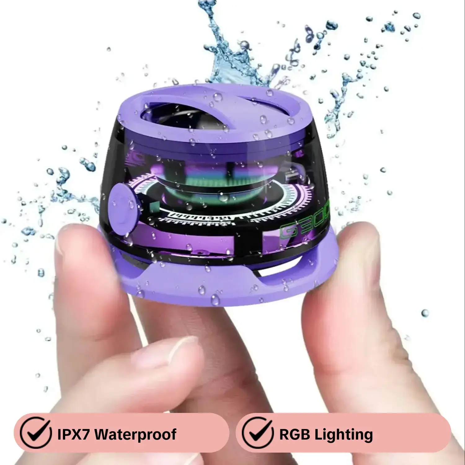 G300 Portable Wireless Bluetooth Speaker, Compact Waterproof IPX7 Speaker with Colorful Light, Long Playtime Wireless Speaker for Home, Outdoor, Party, Beach, Audio, Speaker System