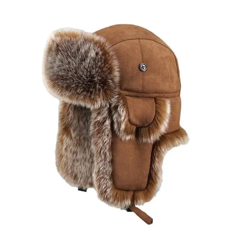 Men’s Ushanka Hat - Cold-Weather, Full Ear Coverage, Windproof Faux Fur Lining, Thick Insulation Wool Blend for Skiing, Hiking, Winter Everyday Wear, Men's Accessories