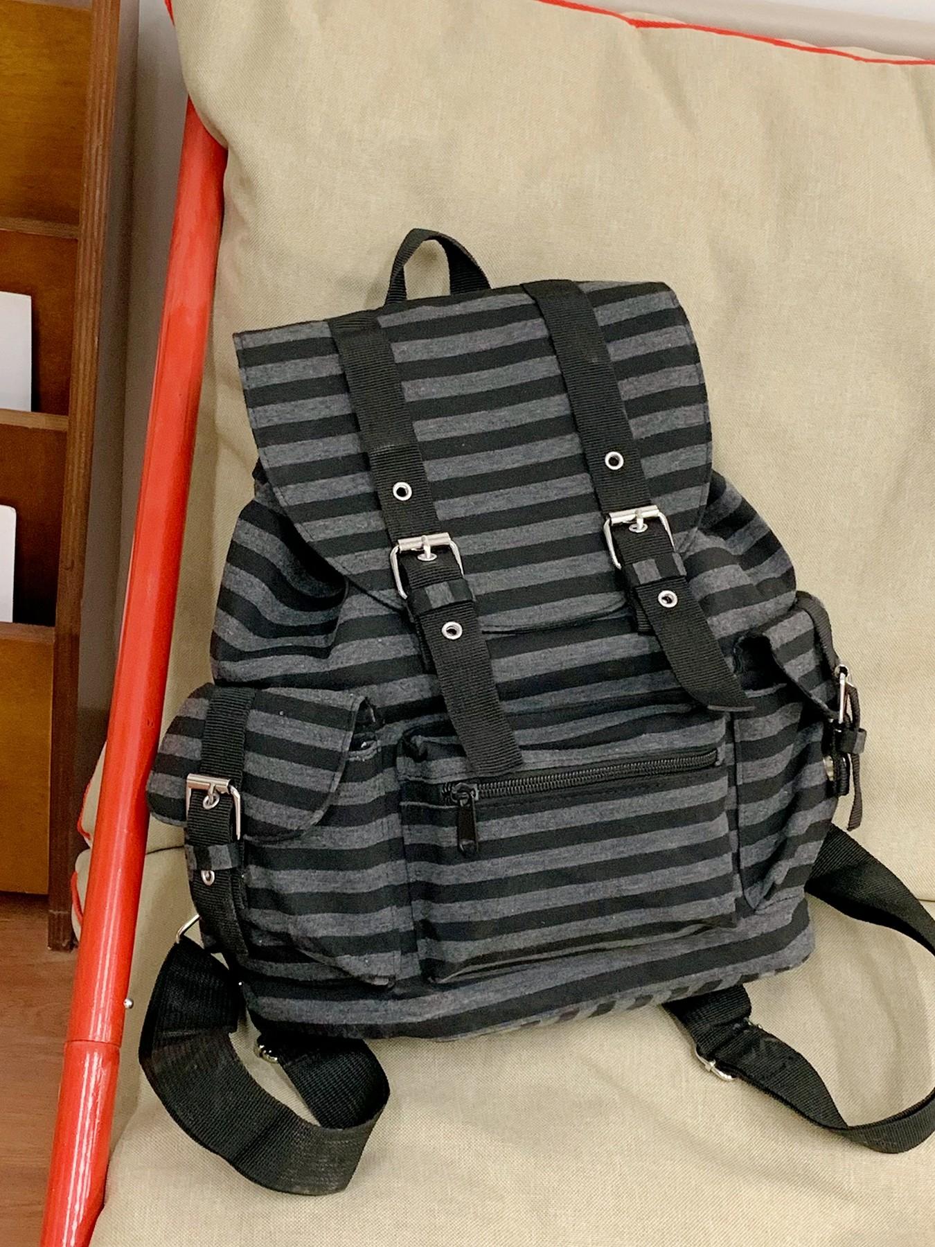 Artistic practical texture fashionable high-quality backpack, retro personality large capacity simple and versatile backpack, flip design, multiple zippered pockets, can accommodate books and documents, Multi Compartment Backpack