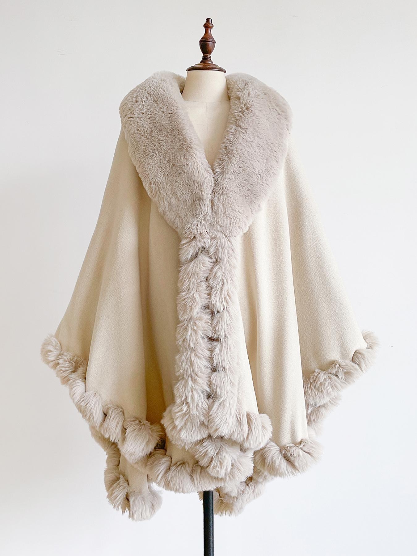 Luxurious Warm Plush Cape for Winter, Gradient Color Casual Fashion Accessory, Elegant Addition for Cold Weather, Fluffy Soft Scarf
