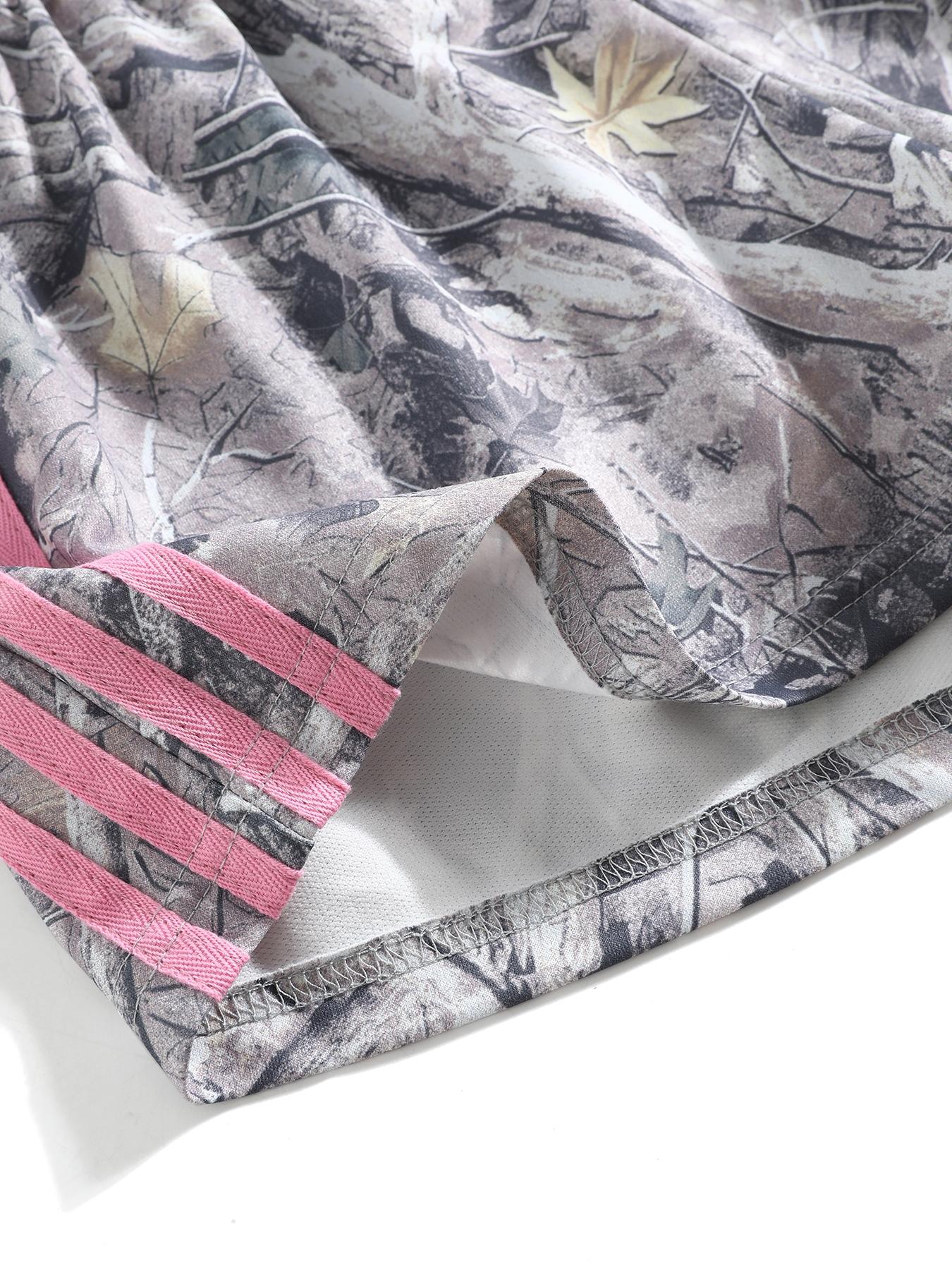 Women's Summer Camo Print Shorts, Casual Loose-Fitting Elastic Waist, Side Striped Design, Outdoor Wear, Daily Use, Everyday Fashion Womenswear Bottoms