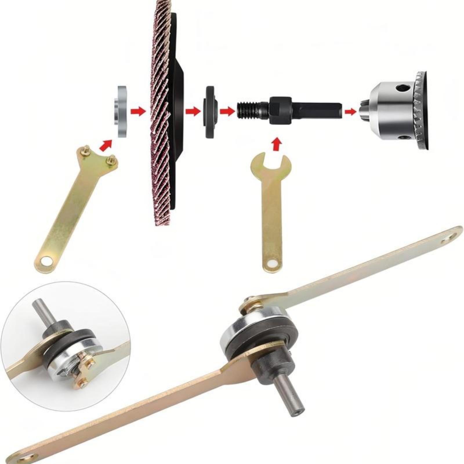 Angle Grinding Tools Accessories, 6mm & 10mm Arbor Mandrel Adapter with Spanner, Conversion Angle Grinding Adapter Connecting Rod Kit for Electric Drill,Hardware, Heavy Duty, Industrial.