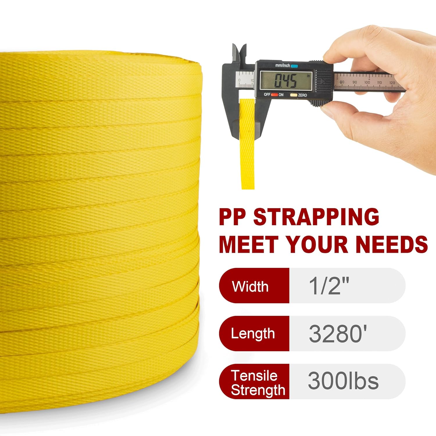 Heavy Duty Packaging Banding Strapping Kit - Upgraded Poly Strapping Tensioner Tool Set with 3280' Length PP Packagng Strapping Banding,100 Metal Seals
