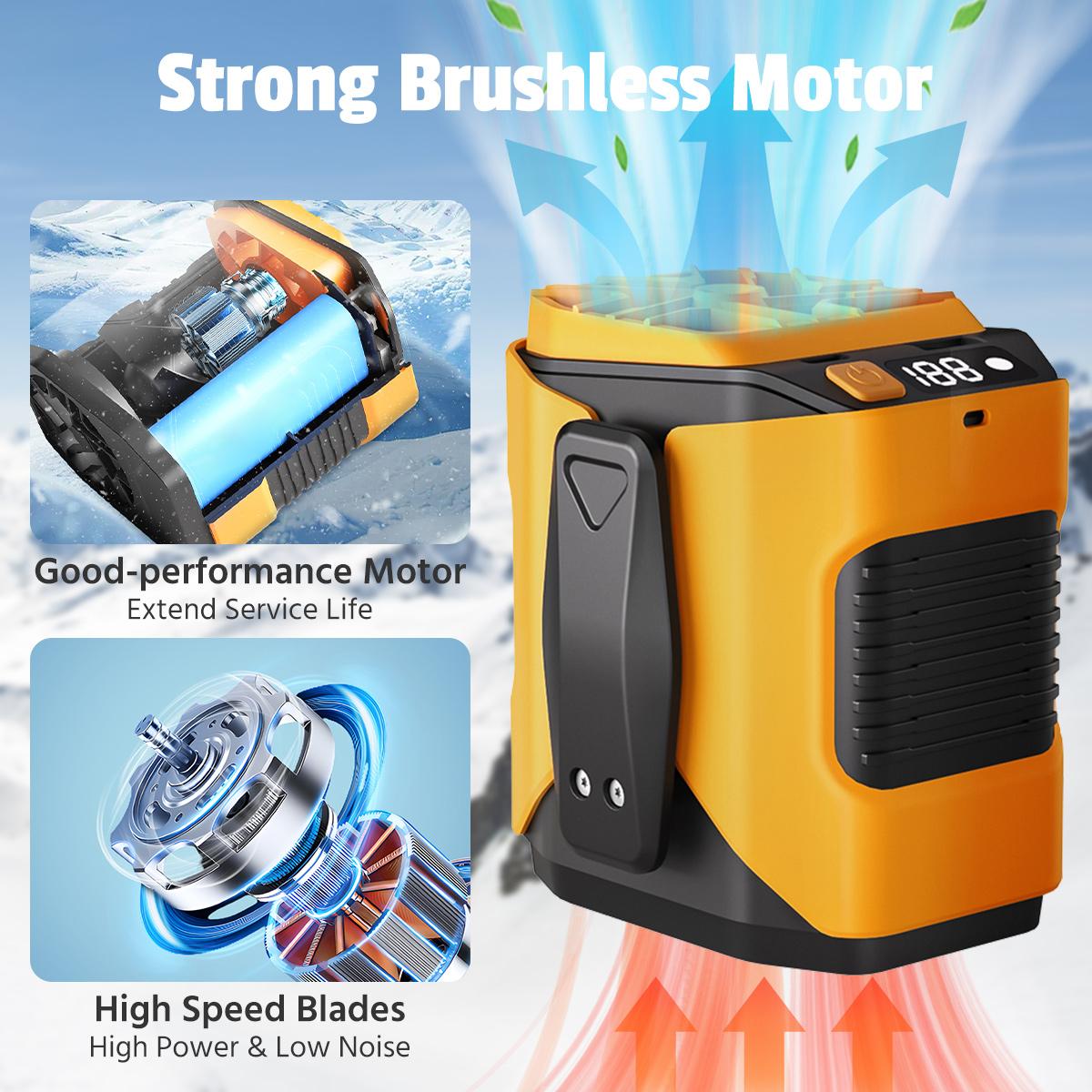 Portable Waist Fan Under Shirt Rechargeable 5000mAh Powerful Wind for up to 24 Working Hours Personal Cooling Fan Mini Hands-Free Fan With Flashlight for Outdoor & Travel Orange