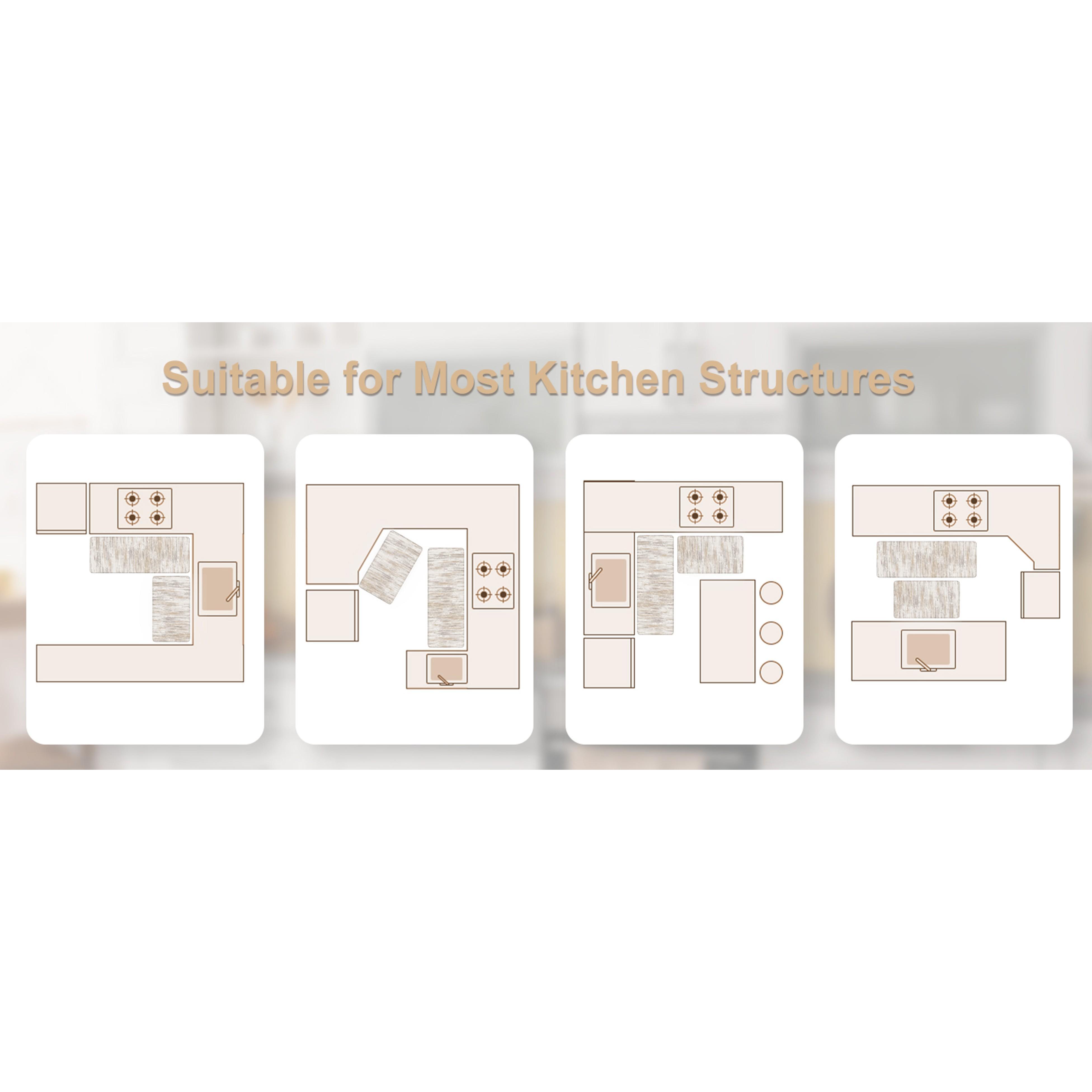Anti Fatigue Kitchen Mats for Floor 2 Piece, Cushioned Abstract Kitchen Rugs,Memory Foam Kitchen Floor Mats, Standing Desk Mats for Laundry, Office, Sink Light Brown Multi 17"x47"+17"x29"