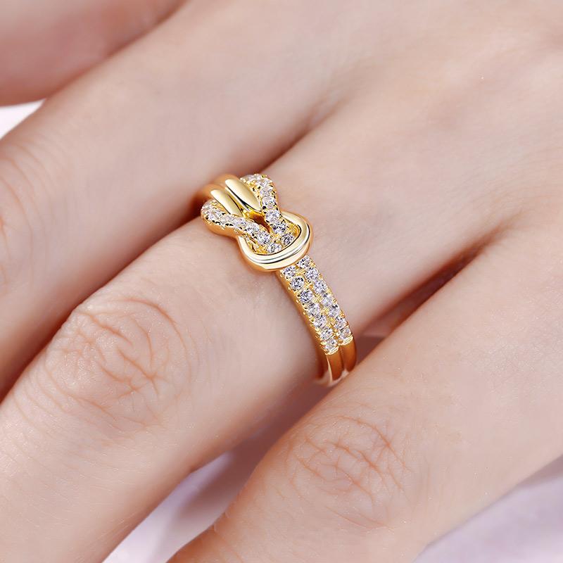 Jeulia Knot Design Sterling Silver Ring 925 Anniversary Birthday Daily Engagement Wedding Elegant Casual Rings for Her Women Girls with Jewelry Box wedding set