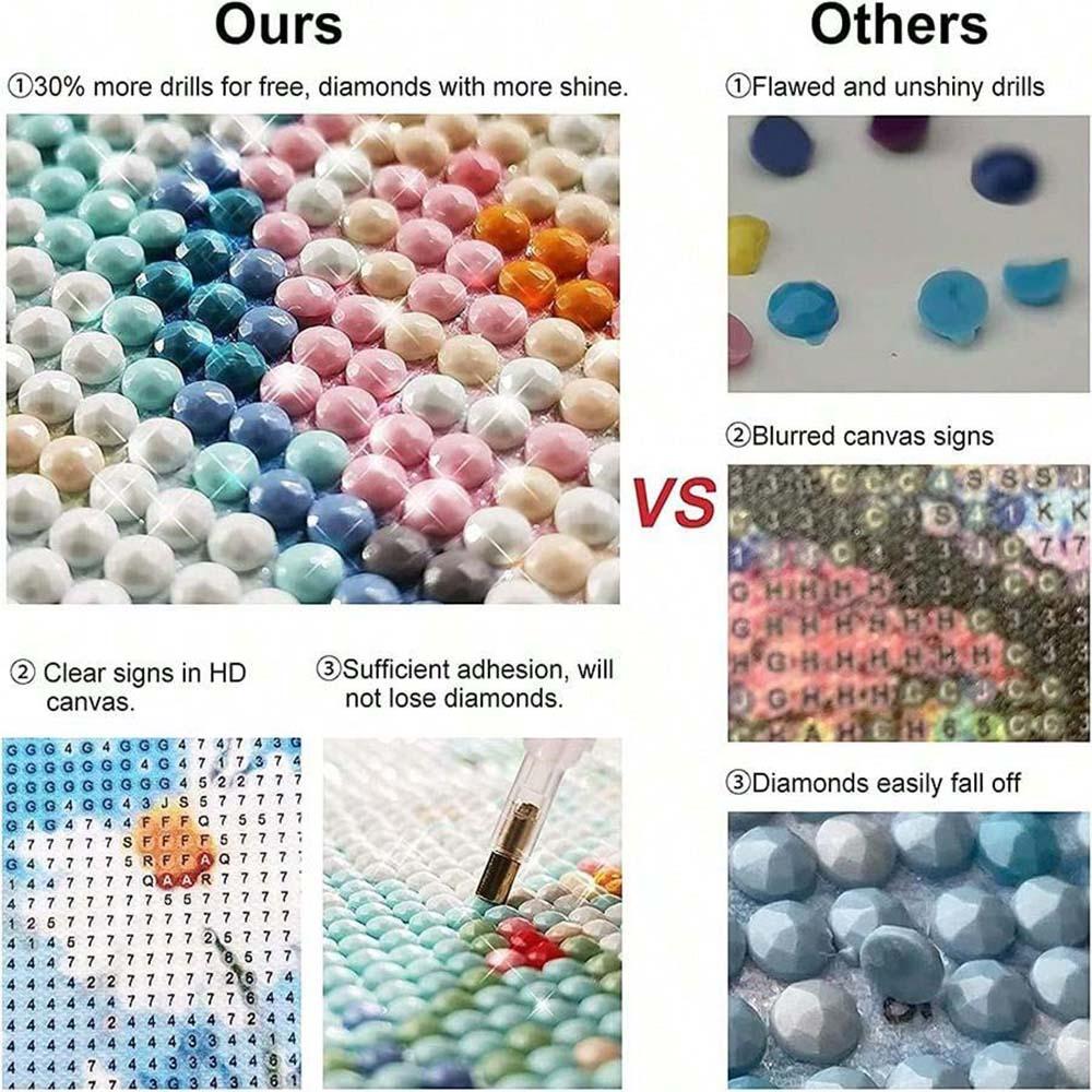 5D Diamond Painting Kit Full Round Drill Wolf, Dreamcatcher, Feather DIY Mosaic Wall Art, Beginner Craft Set (with Tools), Home Wall Decoration Gift, Diamond Art Kit