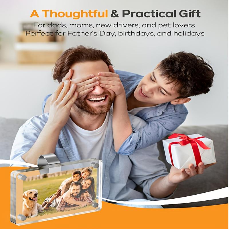 2-Pack Magnetic Car Sun Visor Photo Clips, Transparent Acrylic Display Picture Holder, Suitable for Family and Pet Photos, Easy-to-Install Design, Warm Gift foers, Durable Stylish Car Accessories, Car Sun Visor Frames, Mom Car Accessories, Car Supplies