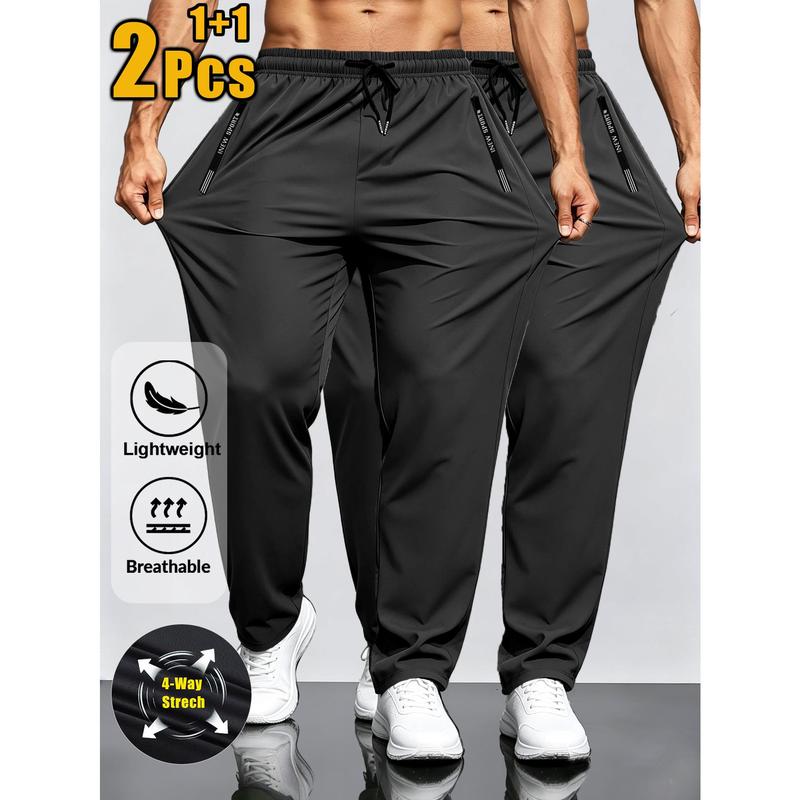 Men's 2-Piece Sportswear Athletic Set with 4-Way Elastic Breathable Trackpant, Embroidery, Elastic Waist Drawstring, Zipper Pocket, for Gym Athleisure Fitness (Male Clothing)