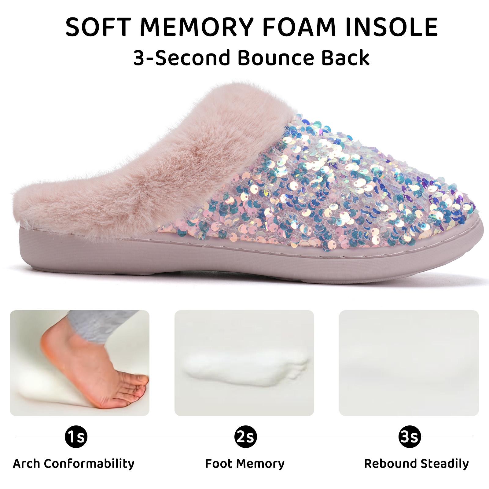 WateLves Women's Slippers Comfort Memory Foam House Slippers Slip-on Plush Lining Bedroom Shoes for Indoor & Outdoor