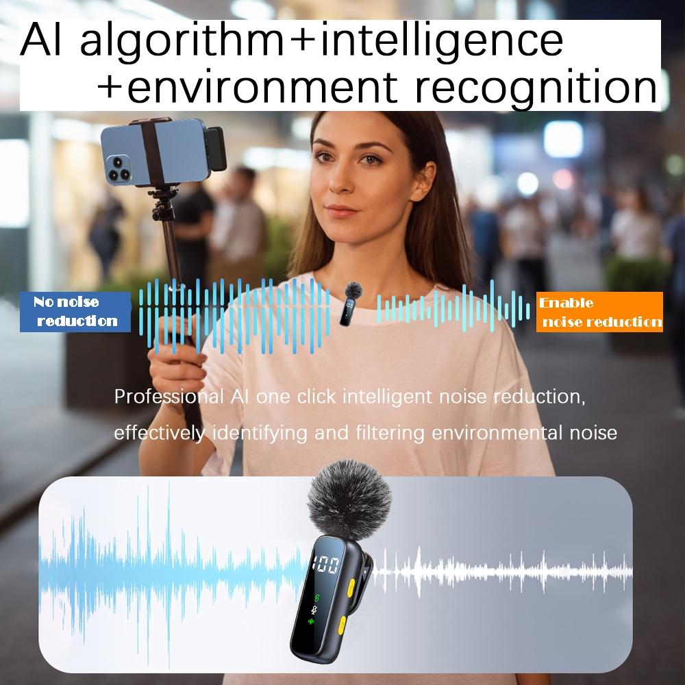 Pro Wireless Lavalier Microphone, Plug & Play, Stylish Design, LED Display, Long Battery Life, for Smartphones, Computers, Podcasting, USB Streaming Mic