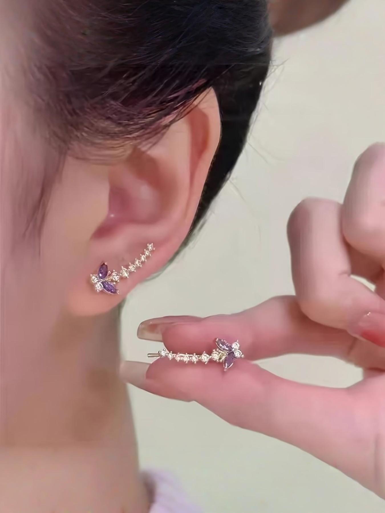 Elegant Butterfly Ear Cuffs for Women, Unique Design Rhinestone Earrings, Versatile Fashion Jewelry, Stylish Hair Accessories